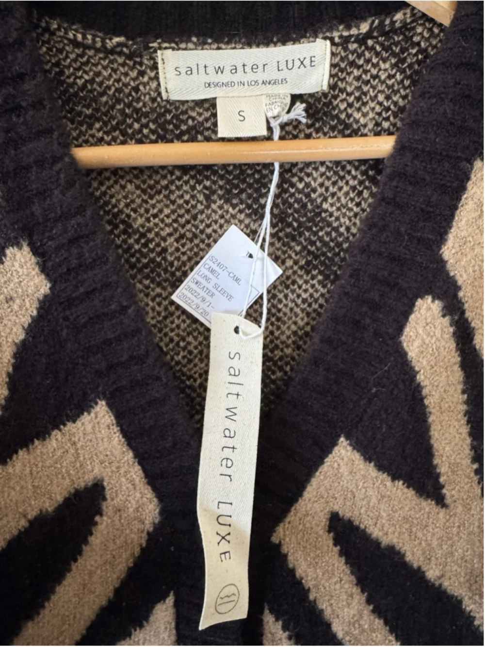 Saltwater Luxe Zebra Print Cardigan Sweater Small Camel Black Rare NWT - Picture 8 of 12